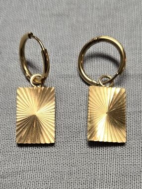 Simons Rectangle Gold Coloured Sunburst Earrings